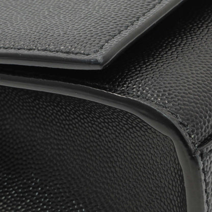 Exclusive Saint Laurent Black Grain De Poudre Small Monogram Kate Satchel — Top View