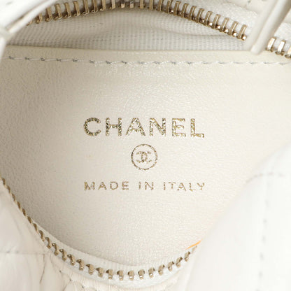 Exclusive Chanel White Lambskin Quilted Chain Around Pouch — Detail View