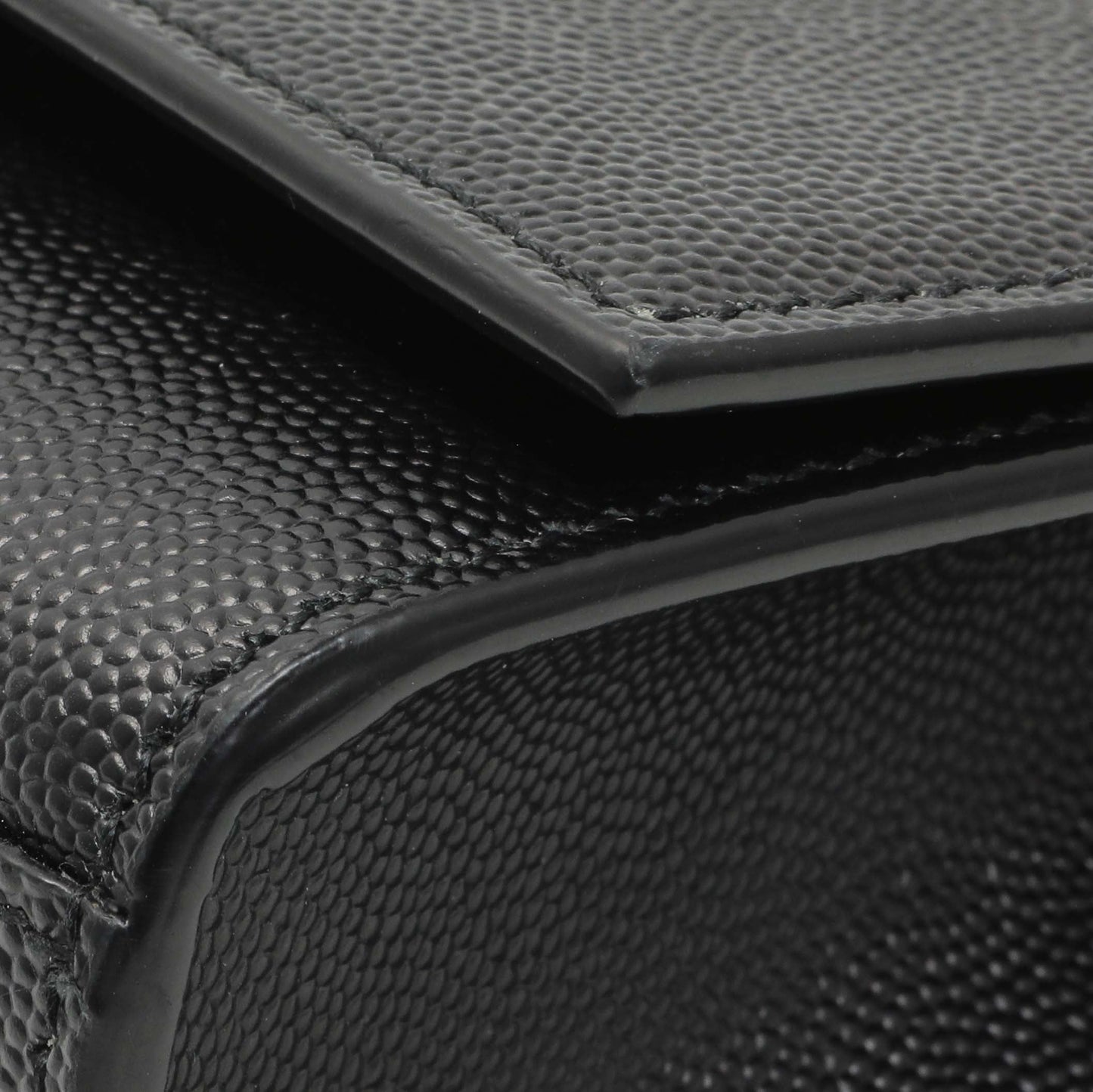 Exclusive Saint Laurent Black Grain De Poudre Small Monogram Kate Satchel — Detail View
