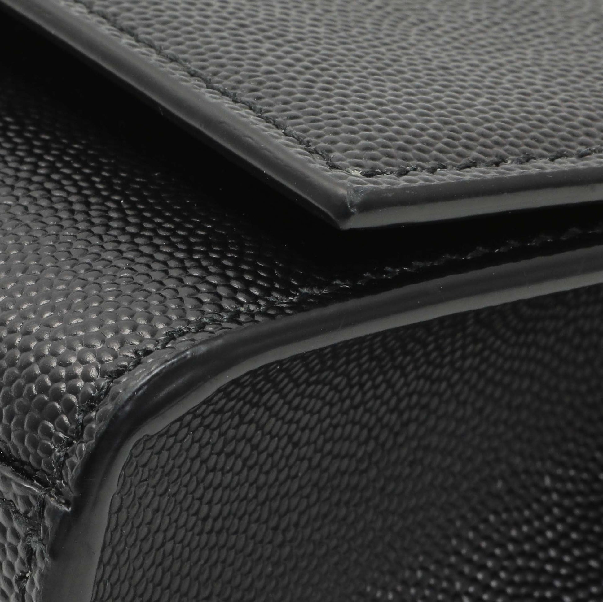 Exclusive Saint Laurent Black Grain De Poudre Small Monogram Kate Satchel — Detail View