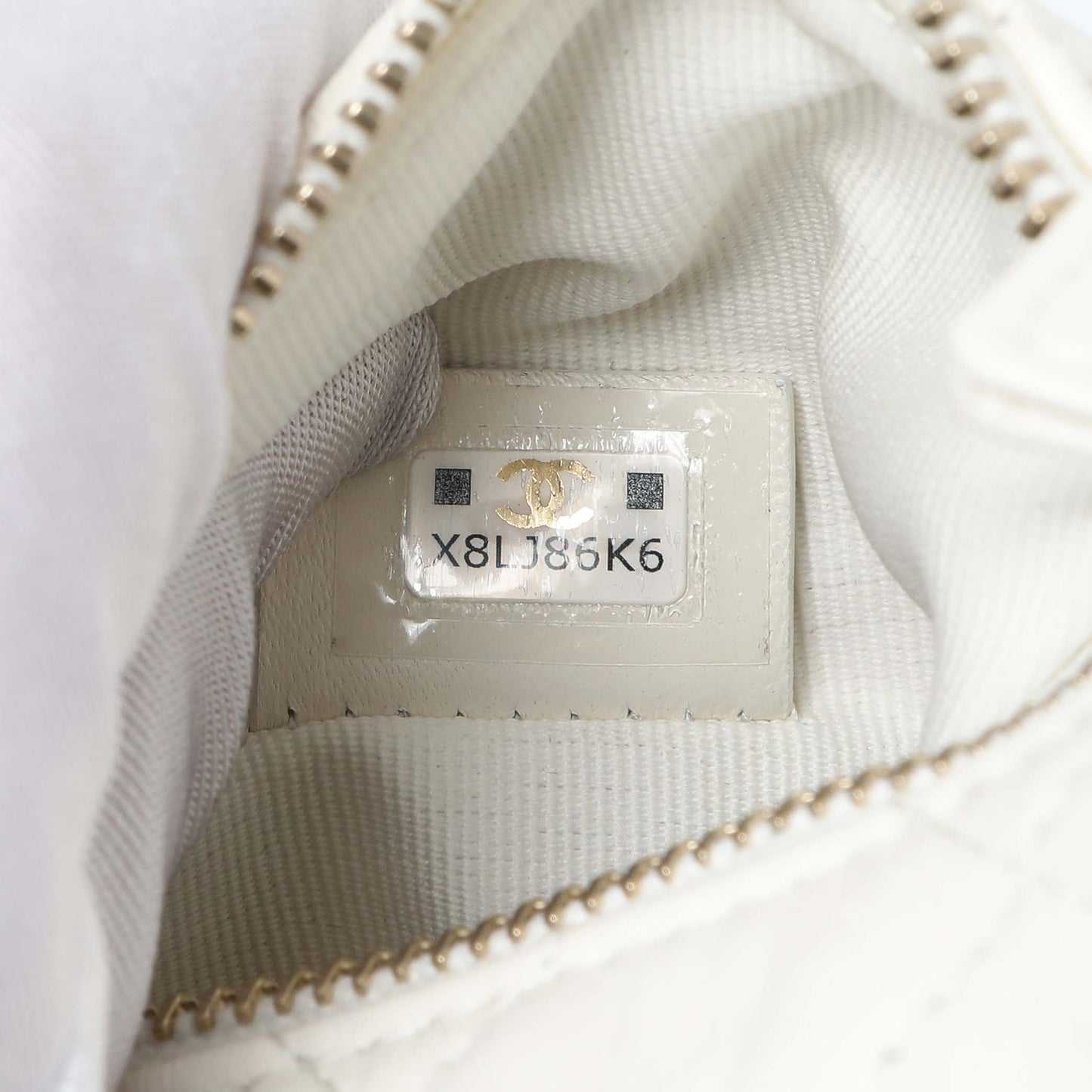 Exclusive Chanel White Lambskin Quilted Chain Around Pouch — Lifestyle View