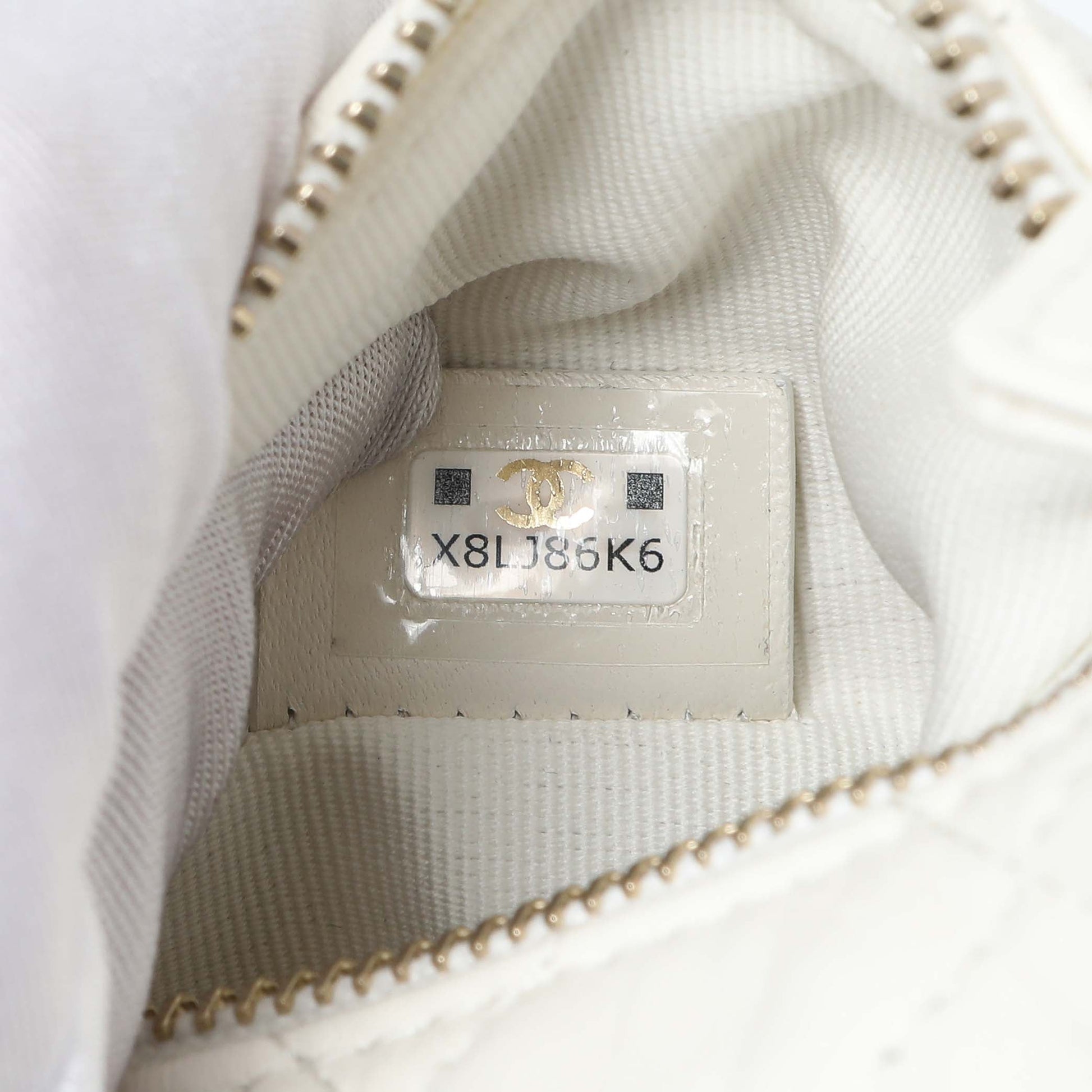 Exclusive Chanel White Lambskin Quilted Chain Around Pouch — Lifestyle View