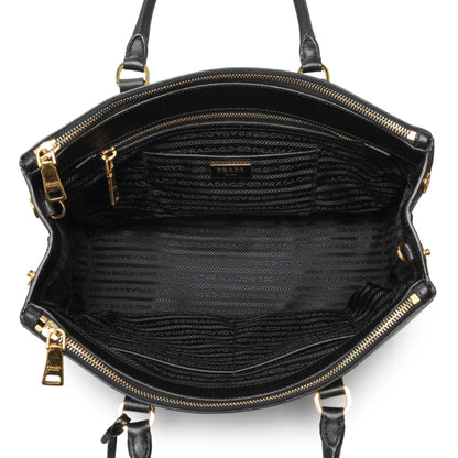 Exclusive Prada Black Saffiano Medium Galleria Double Zip Tote — Top View