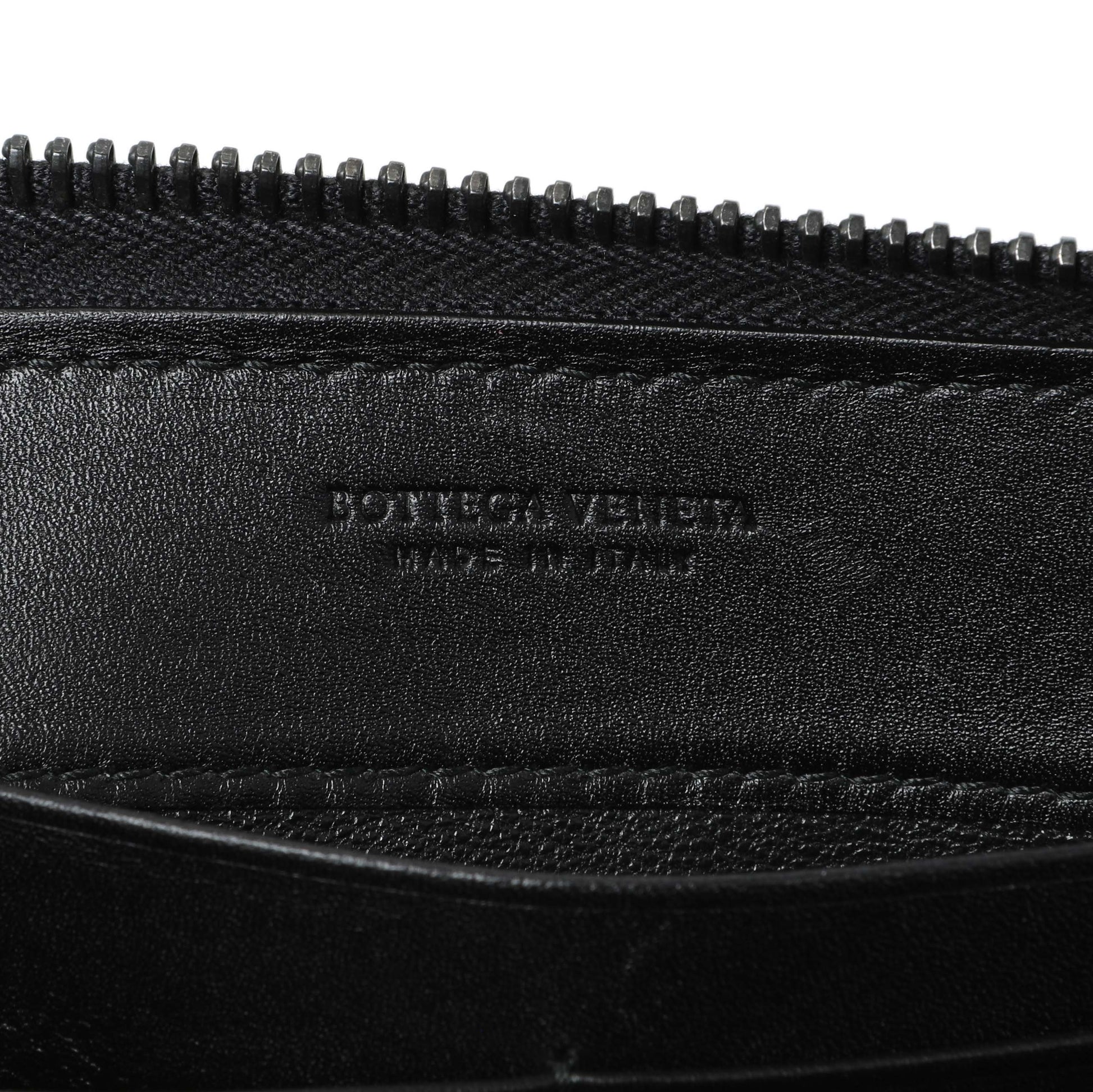 Exclusive Bottega Veneta Black Nappa Intrecciato Zip Around Wallet — Detail View