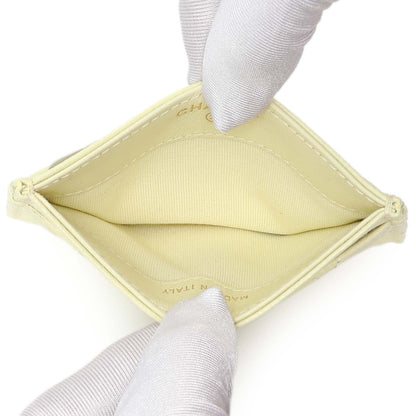 Exclusive Chanel Yellow Quilted Caviar Card Holder — Top View