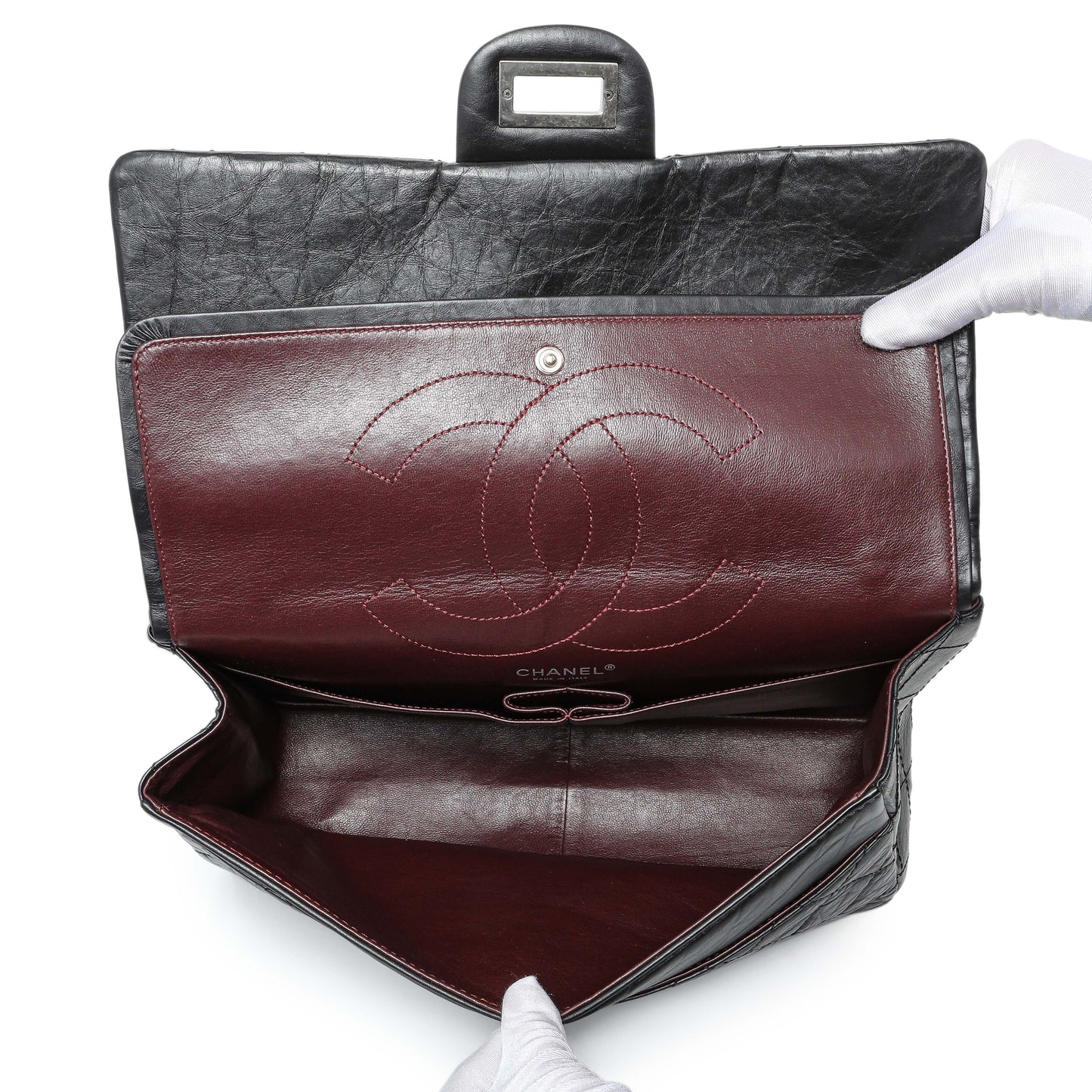 Exclusive Chanel Black Quilted Aged Calfskin 2.55 Reissue 227 Flap — Top View