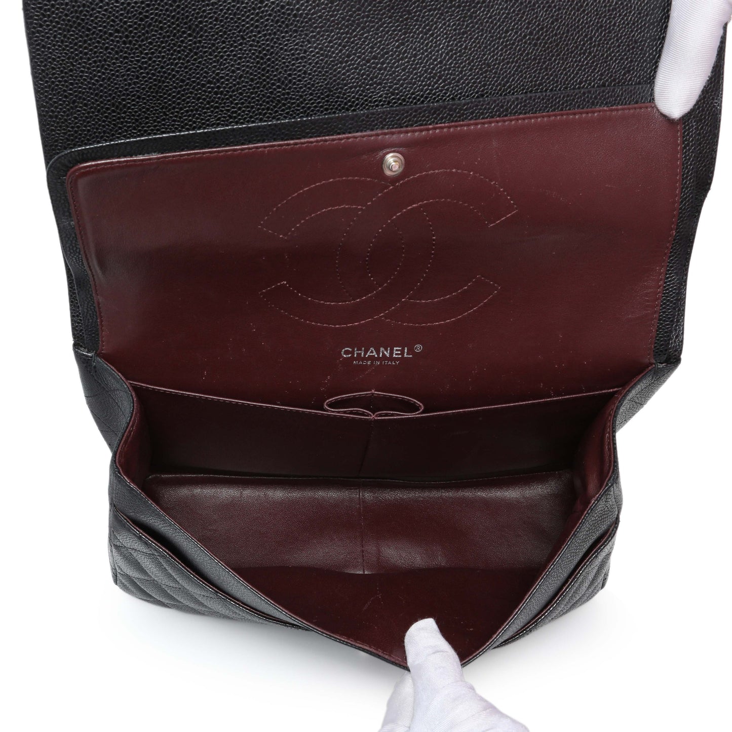 Exclusive Chanel Black Quilted Caviar Jumbo Double Flap — Alternate View 8
