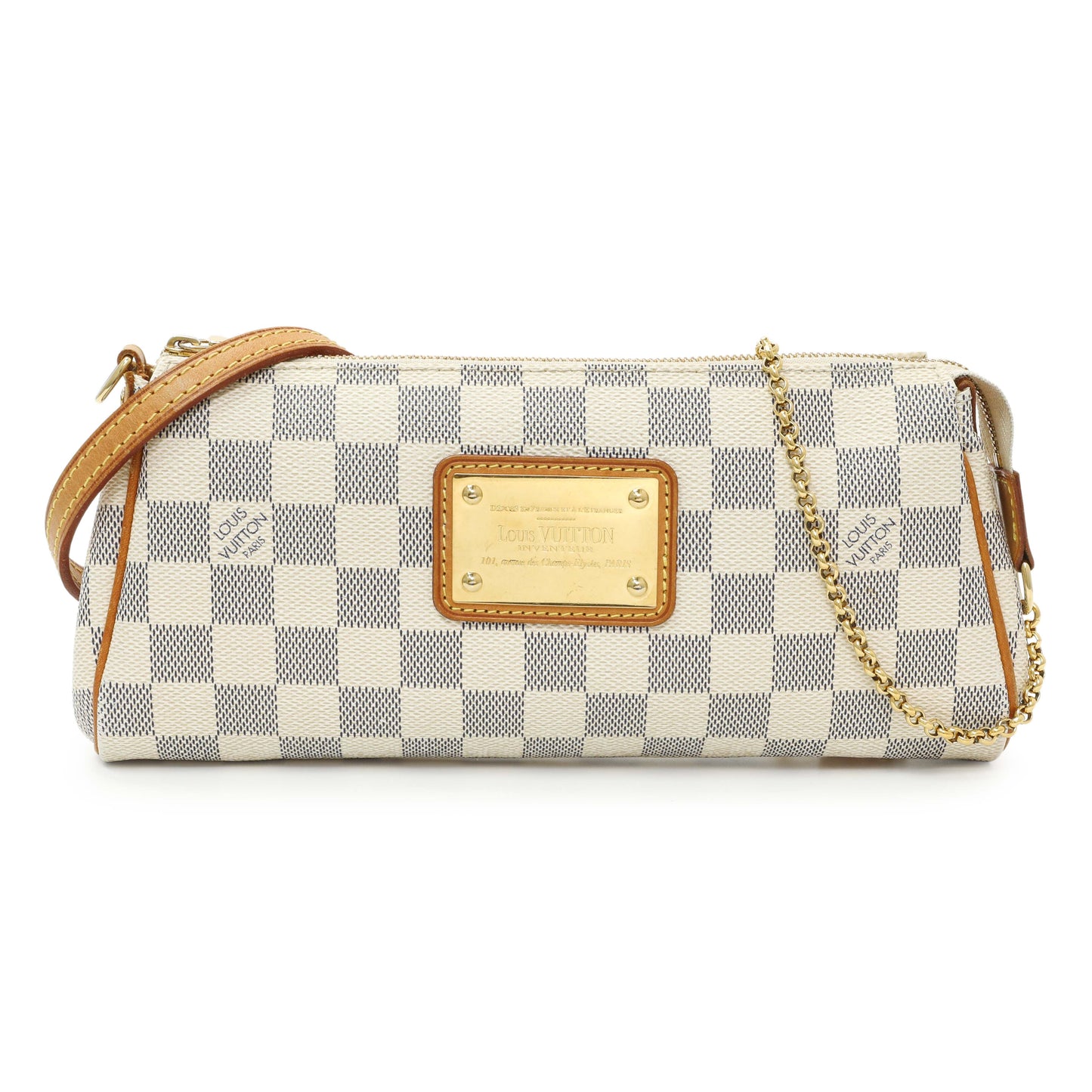 Exclusive Louis Vuitton Damier Azur Eva Clutch — Front View