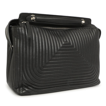 Exclusive Fendi Black Nappa Trapuntata Medium DotCom Click Chain Satchel — Side View