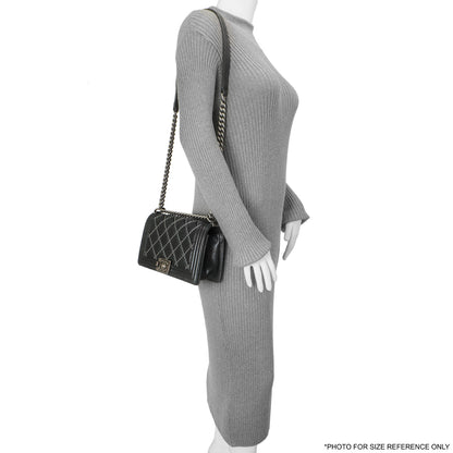 Exclusive Chanel Black Quilted Iridescent Calfskin Embellished Double Stitch Medium Boy Bag — Alternate View 11