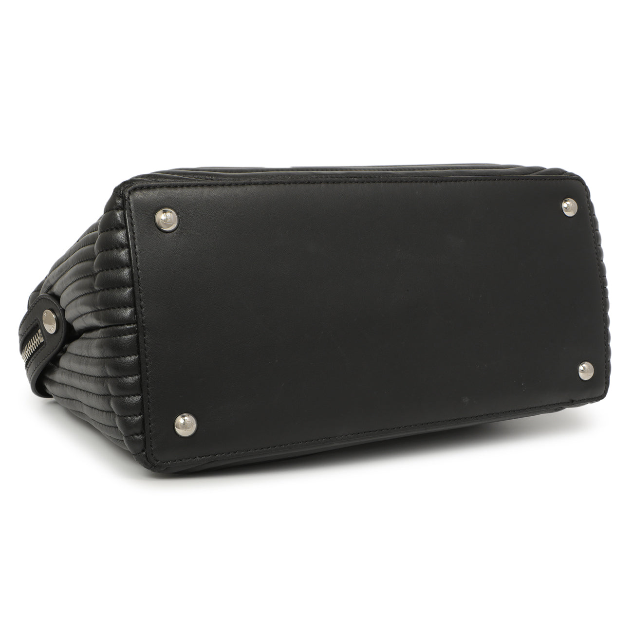 Exclusive Fendi Black Nappa Trapuntata Medium DotCom Click Chain Satchel — Back View