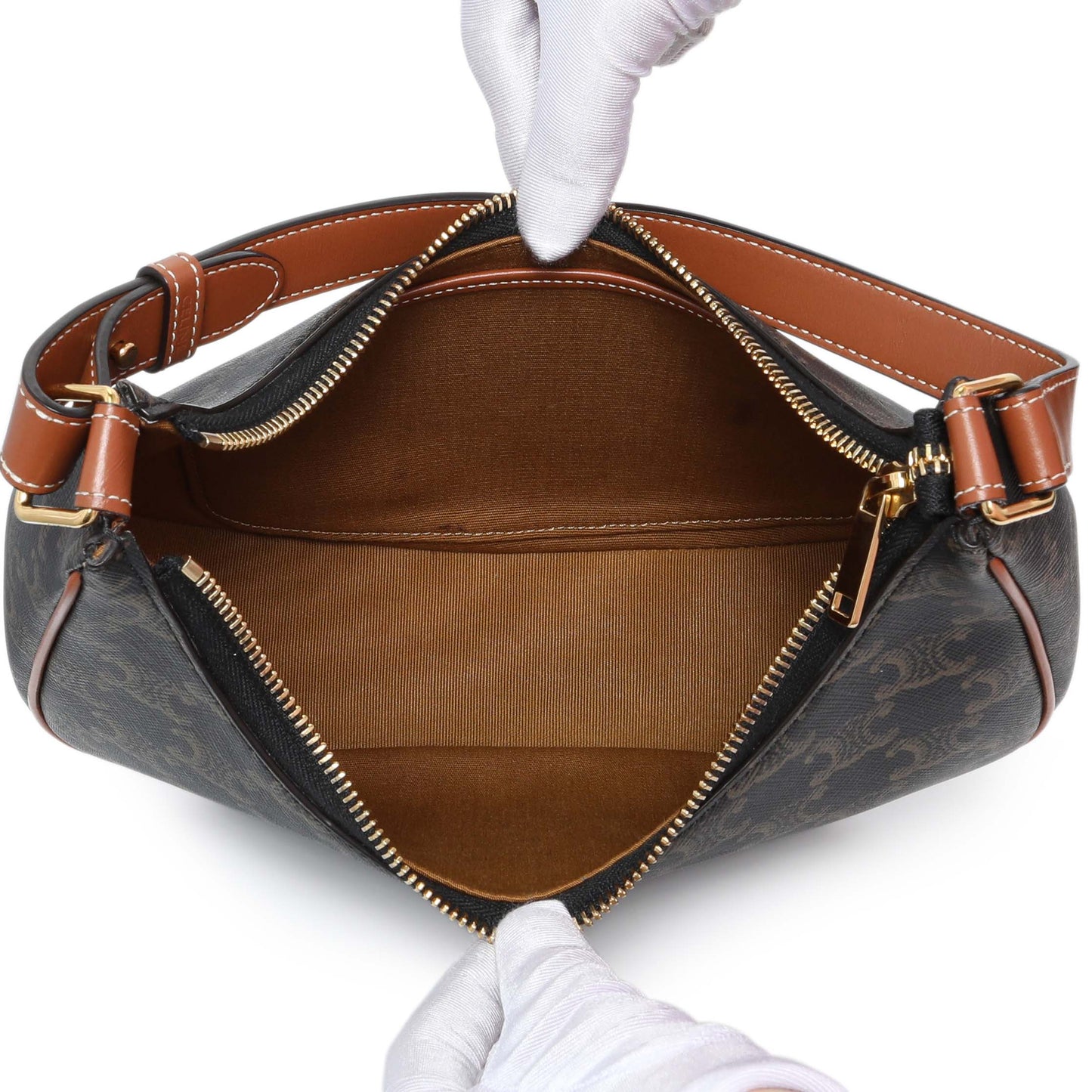 Exclusive Celine Triomphe Canvas Calfskin Ava Shoulder Bag — Top View
