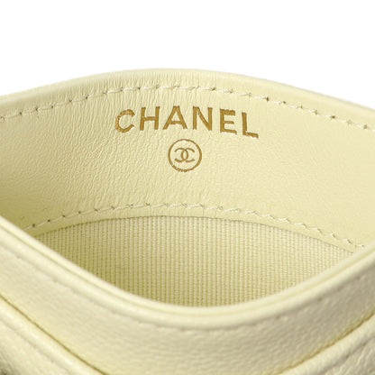 Exclusive Chanel Yellow Quilted Caviar Card Holder — Detail View