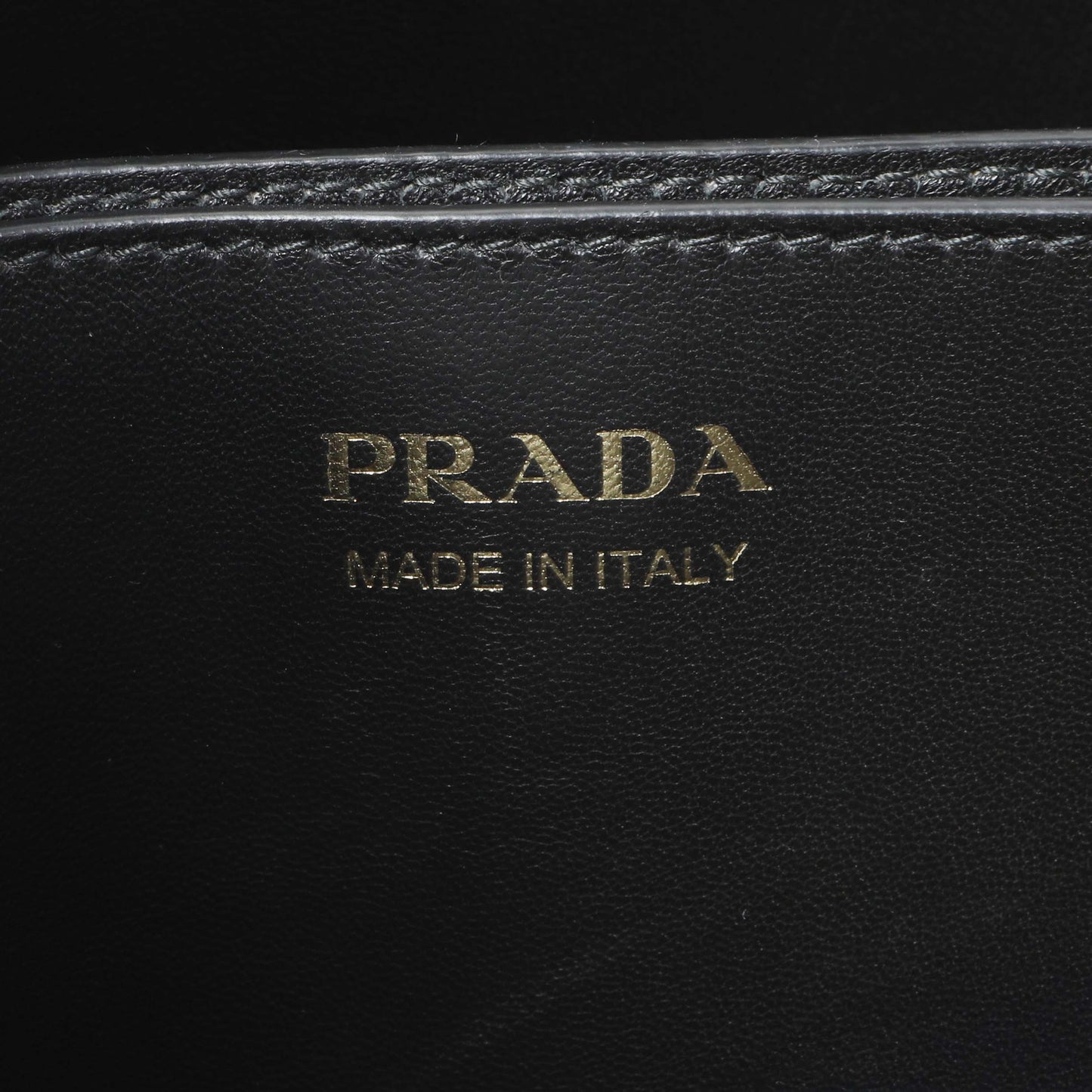 Exclusive Prada Black Calfskin Symbole Bucket Bag — Detail View