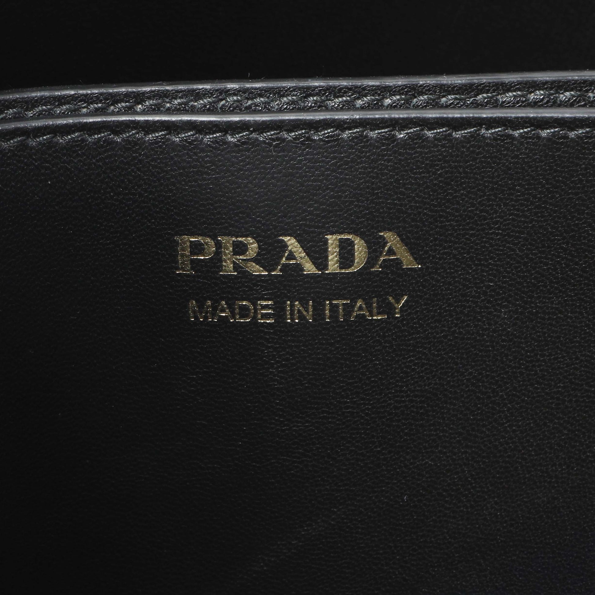 Exclusive Prada Black Calfskin Symbole Bucket Bag — Detail View