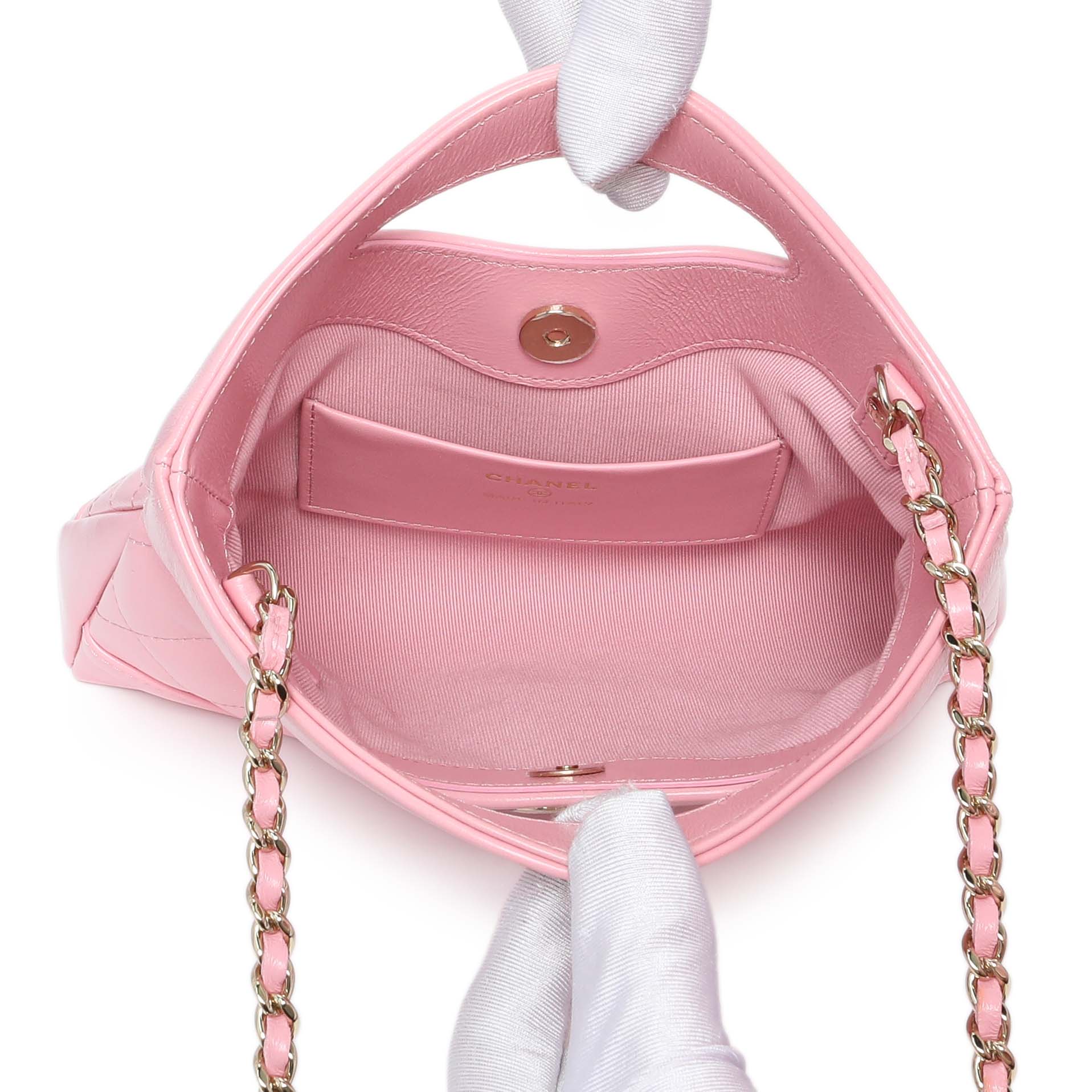 Exclusive Chanel Pink Shiny Crumpled Calfskin Quilted Nano 31 Shopping Bag — Alternate View 8