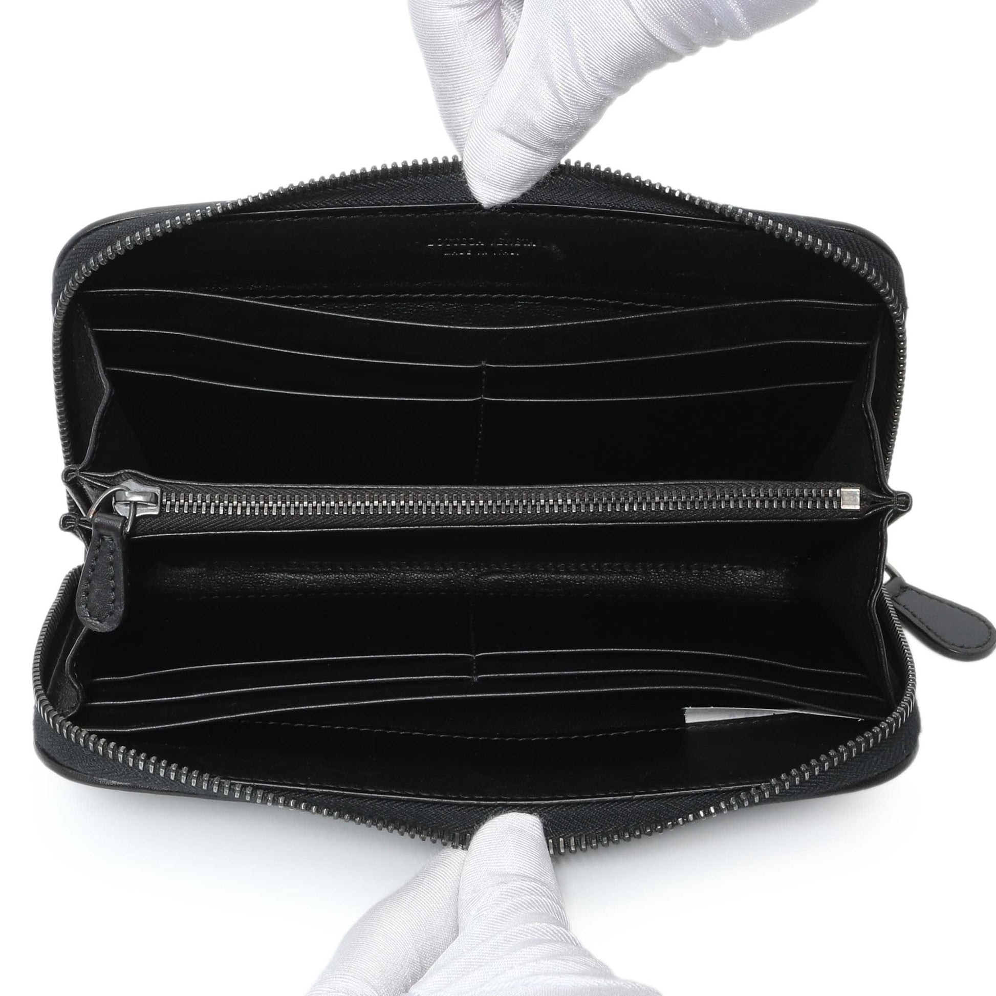 Exclusive Bottega Veneta Black Nappa Intrecciato Zip Around Wallet — Top View
