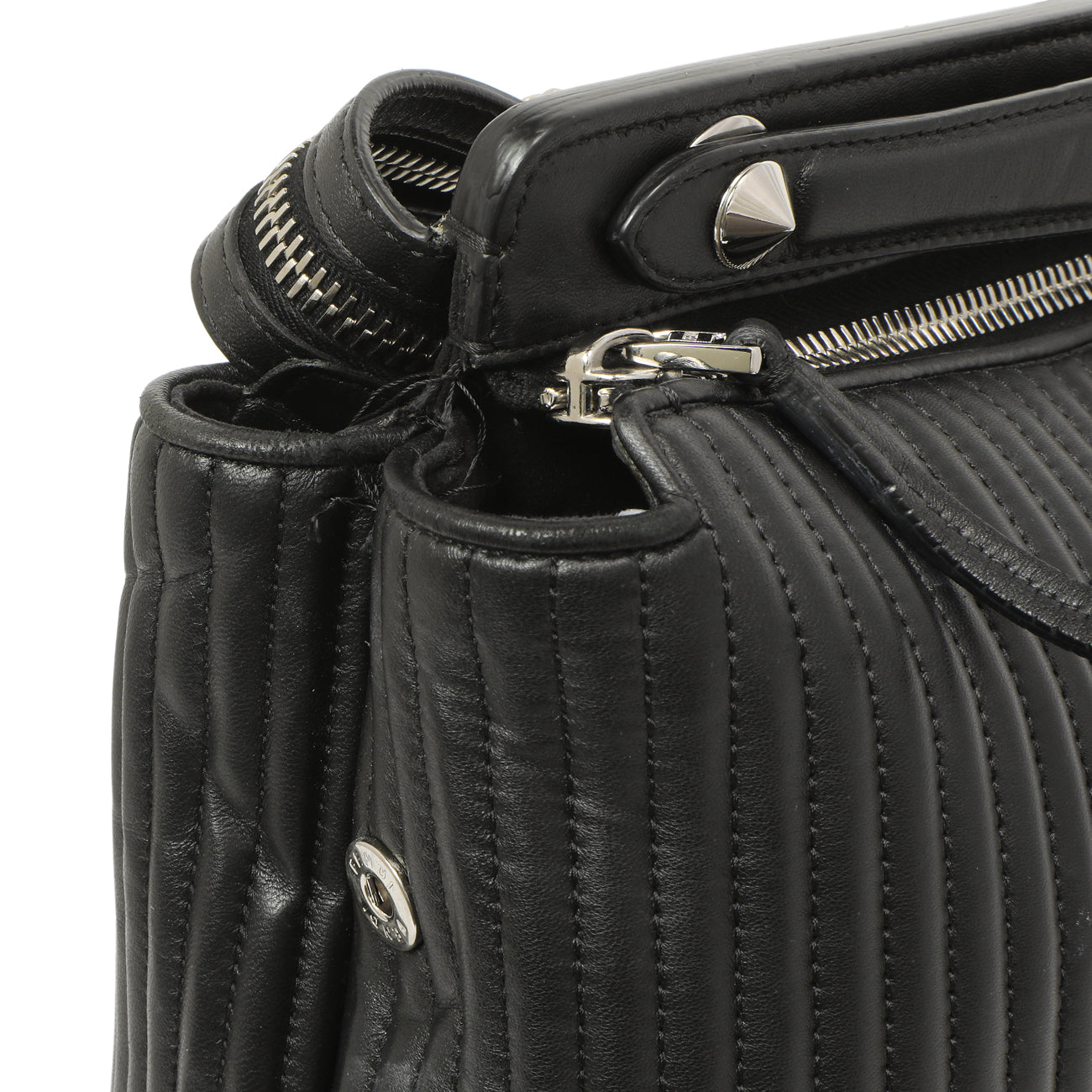 Exclusive Fendi Black Nappa Trapuntata Medium DotCom Click Chain Satchel — Alternate View 12