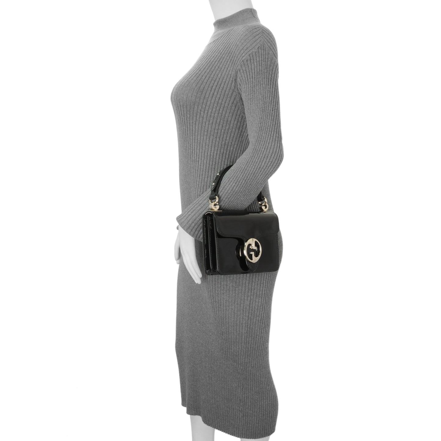 Exclusive Gucci Black Patent 1973 Top Handle Flap — Alternate View 9