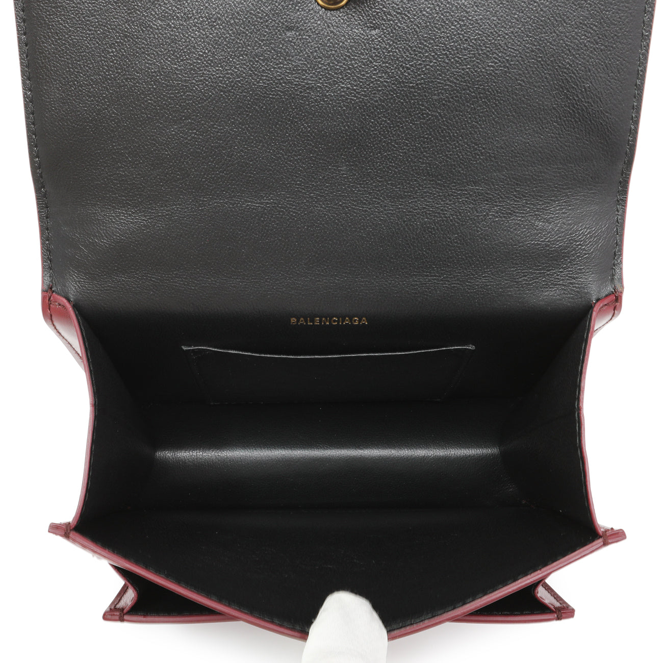 Exclusive Balenciaga Burgundy Box Calfskin XS Sharp Top Handle Bag — Top View