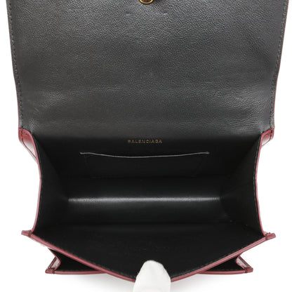 Exclusive Balenciaga Burgundy Box Calfskin XS Sharp Top Handle Bag — Top View