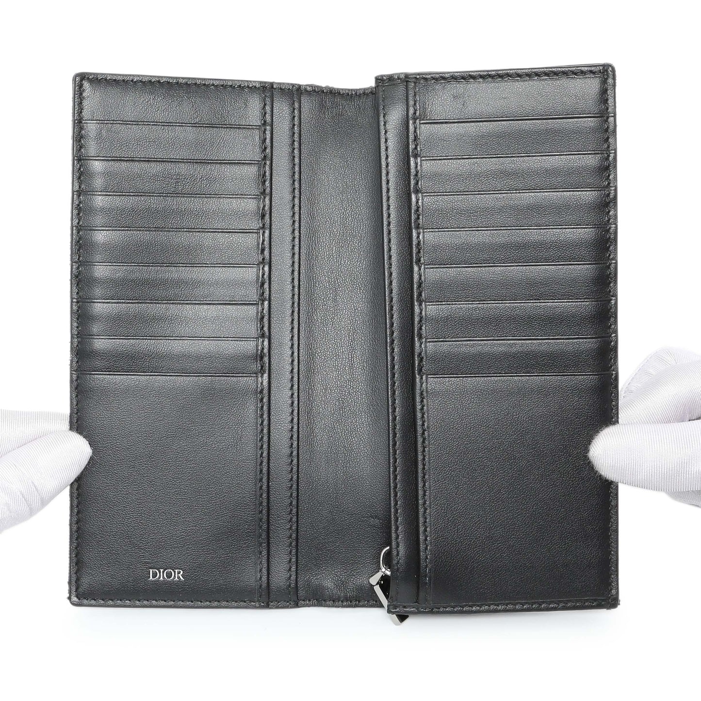 Exclusive Christian Dior Homme Oblique Jacquard Vertical Bifold Long Wallet — Top View