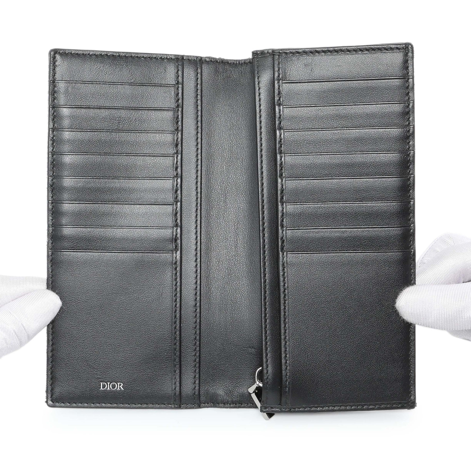 Exclusive Christian Dior Homme Oblique Jacquard Vertical Bifold Long Wallet — Top View