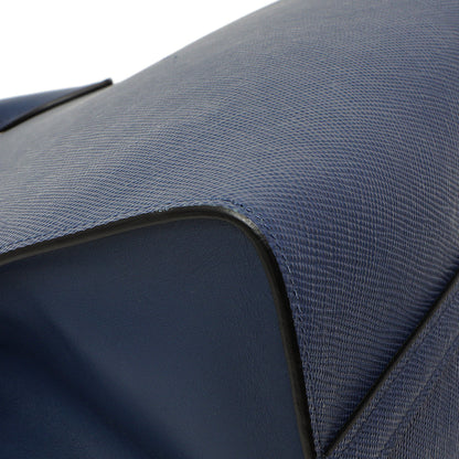 Exclusive Prada Blue Saffiano Cuir Small Monochrome Top Handle Tote — Top View
