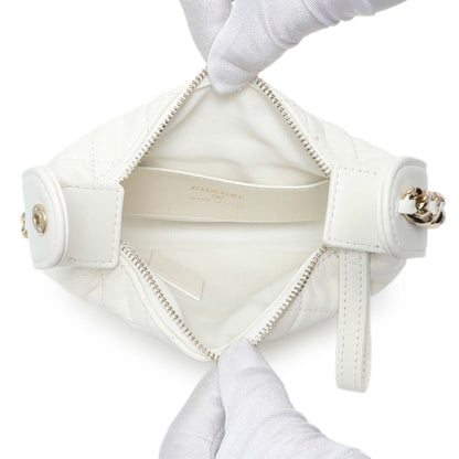 Exclusive Chanel White Lambskin Quilted Chain Around Pouch — Top View