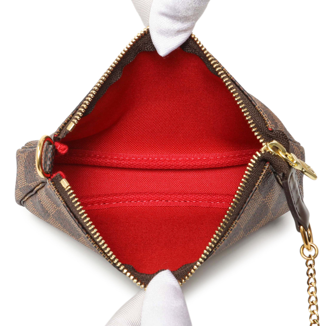 Exclusive Louis Vuitton Damier Ebene Mini Pochette Accessories — Top View
