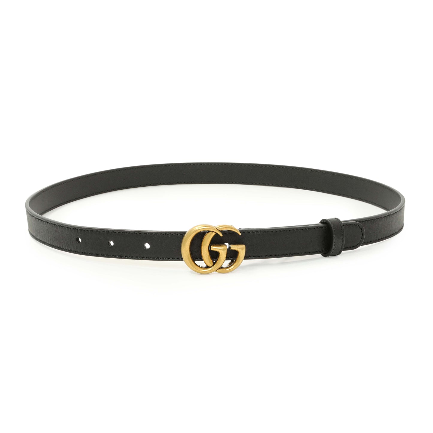 Exclusive Gucci Black Calfskin Double G 20mm Belt — Front View