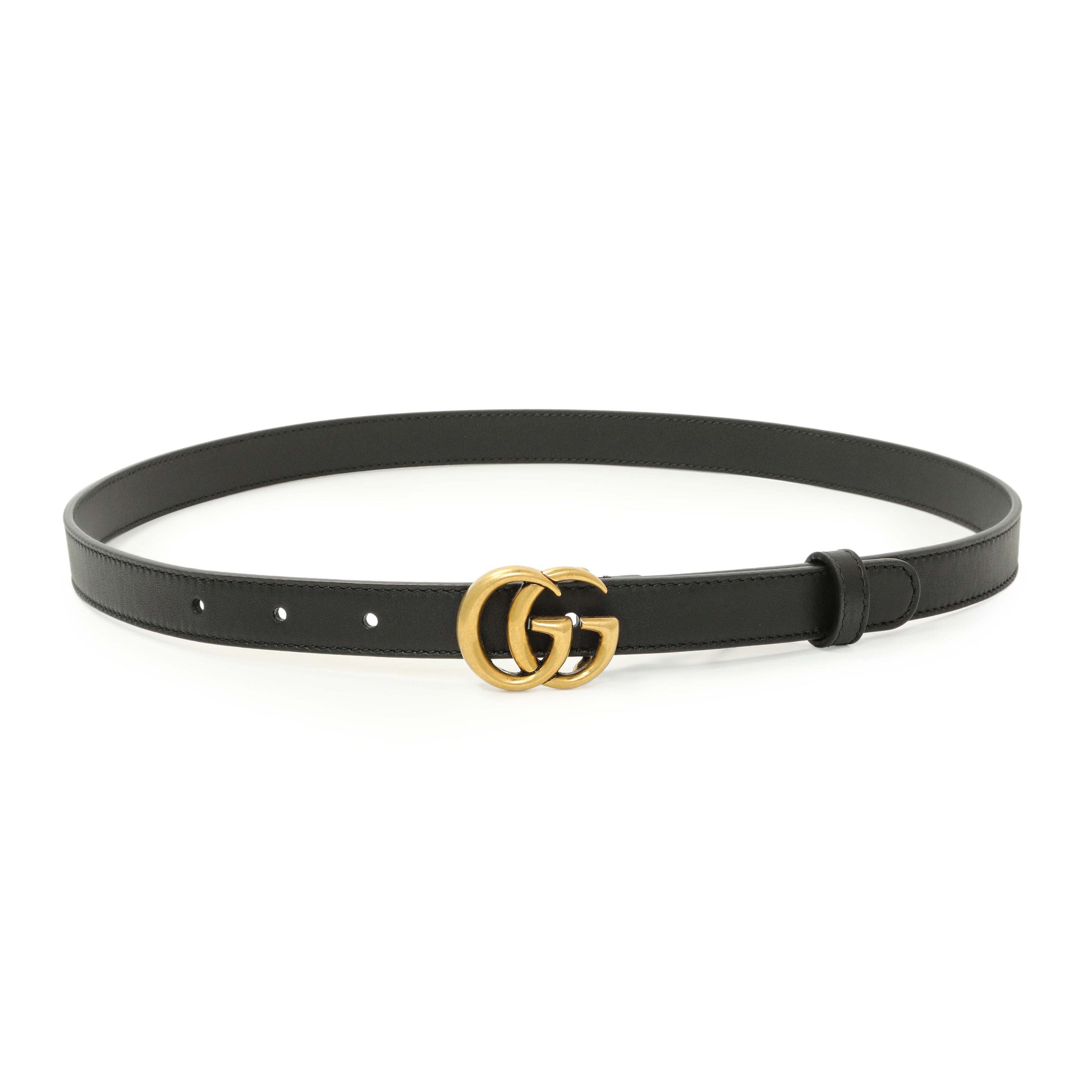 Exclusive Gucci Black Calfskin Double G 20mm Belt — Front View
