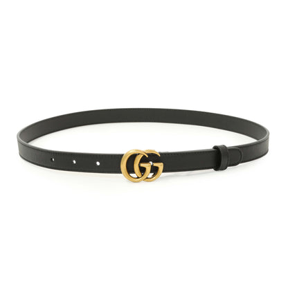 Exclusive Gucci Black Calfskin Double G 20mm Belt — Front View