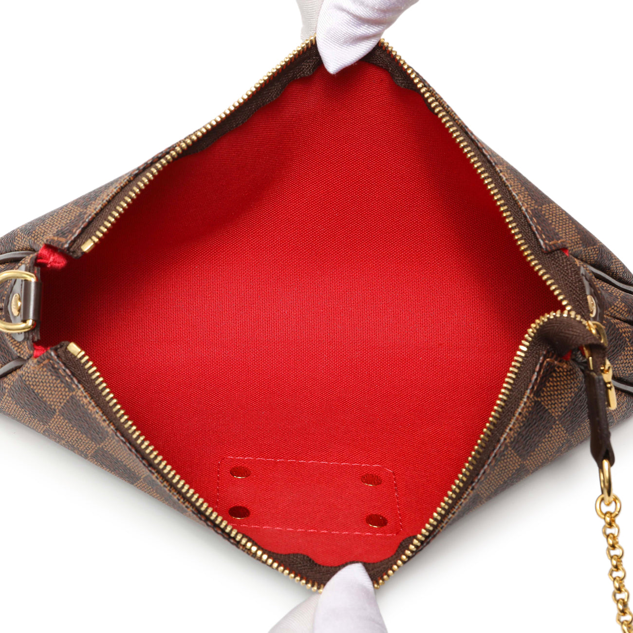Exclusive Louis Vuitton Damier Ebene Eva Clutch — Top View