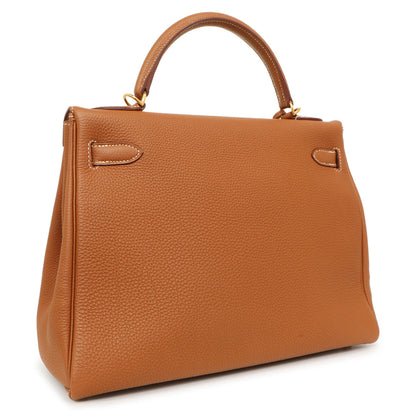 Exclusive Hermes Gold Togo Kelly Retourne 32 — Side View