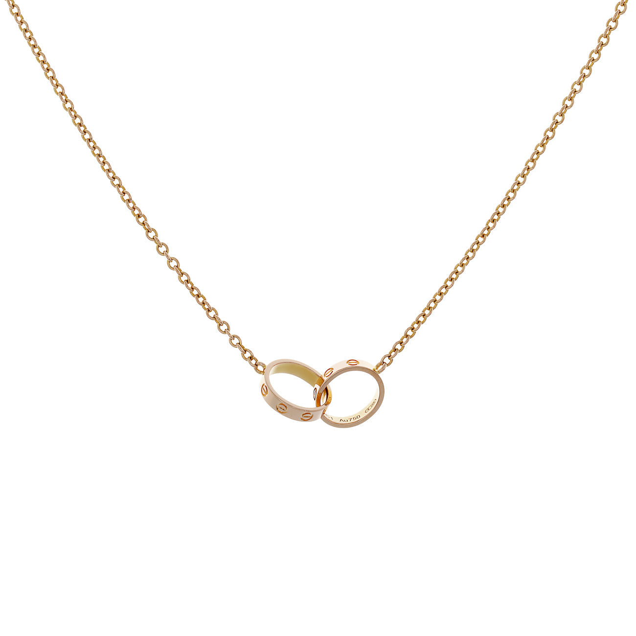Exclusive Cartier 18K Rose Gold Interlocking Love Pendant — Side View