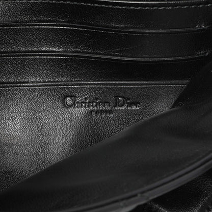 Exclusive Christian Dior Black Lambskin Cannage Wallet On Chain — Detail View
