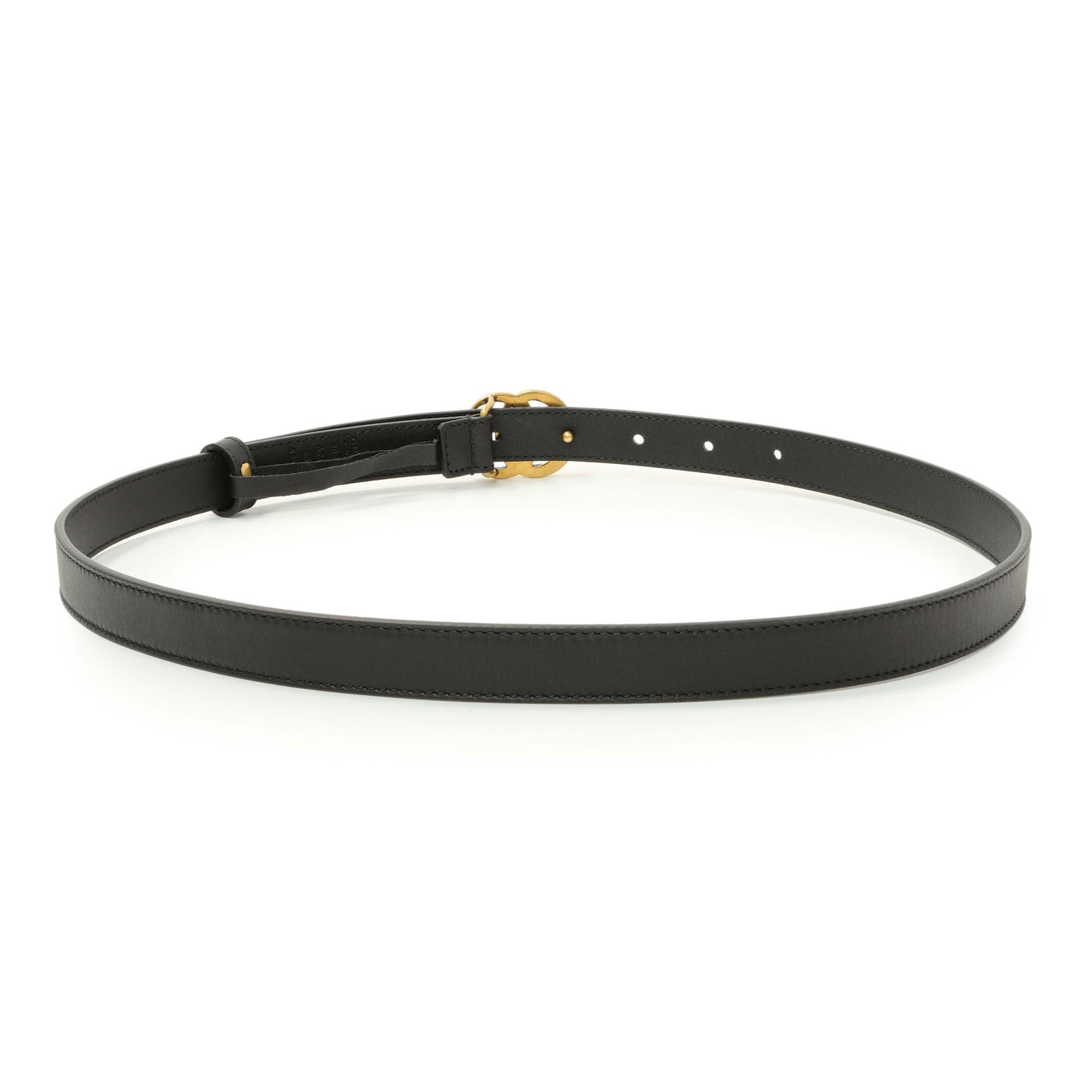 Exclusive Gucci Black Calfskin Double G 20mm Belt — Side View