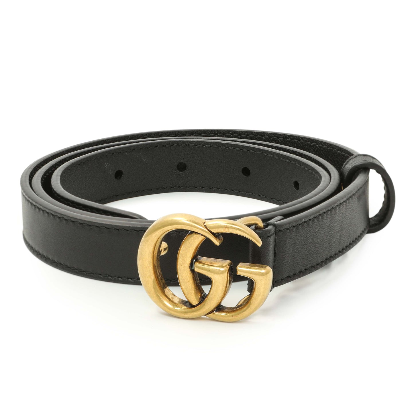 Exclusive Gucci Black Calfskin Double G 20mm Belt — Back View