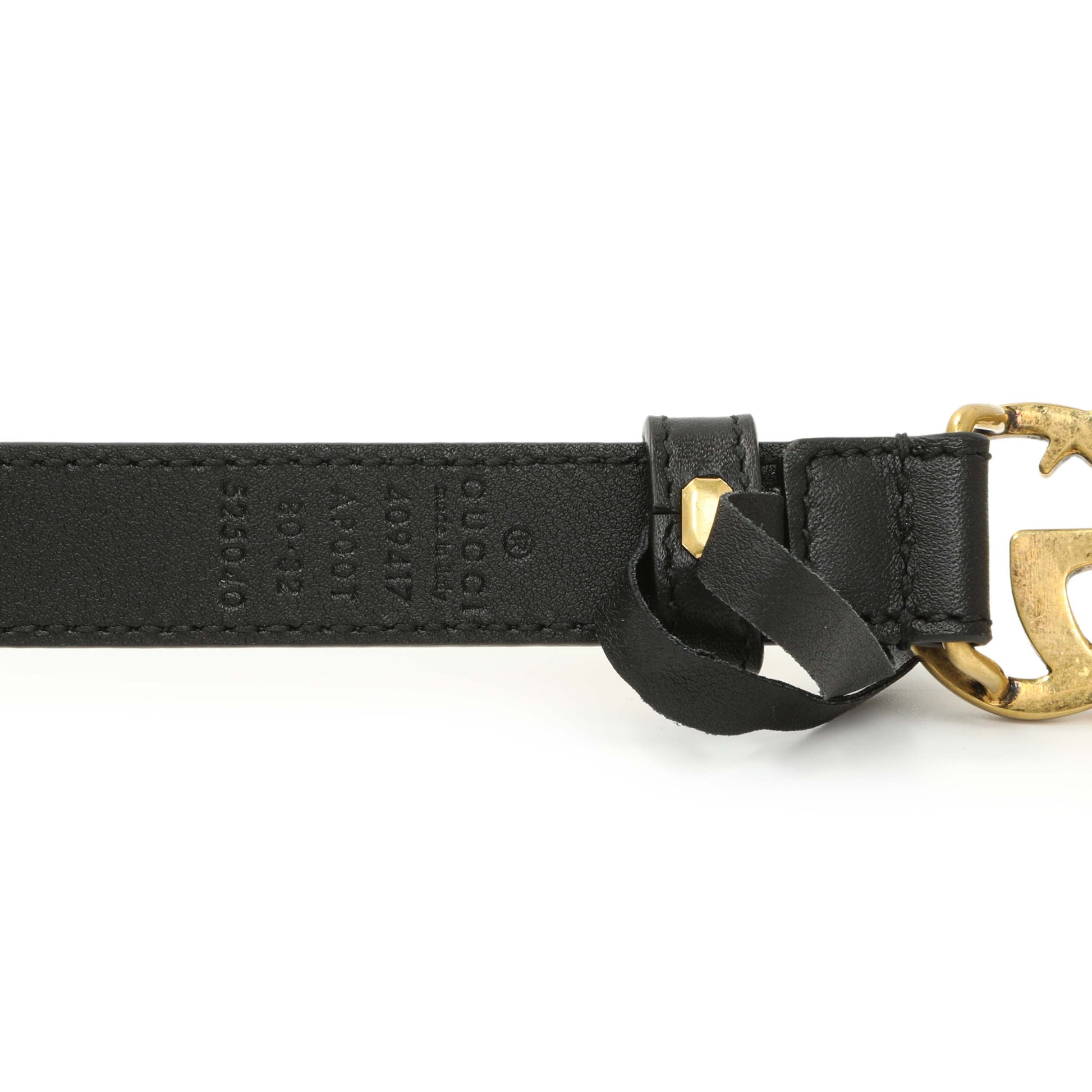 Exclusive Gucci Black Calfskin Double G 20mm Belt — Top View