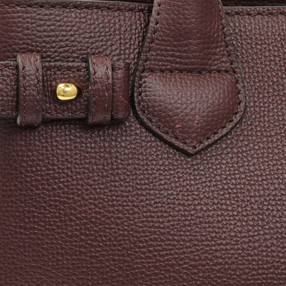 Exclusive Burberry Burgundy Calfskin House Check Small Banner Tote — Alternate View 11