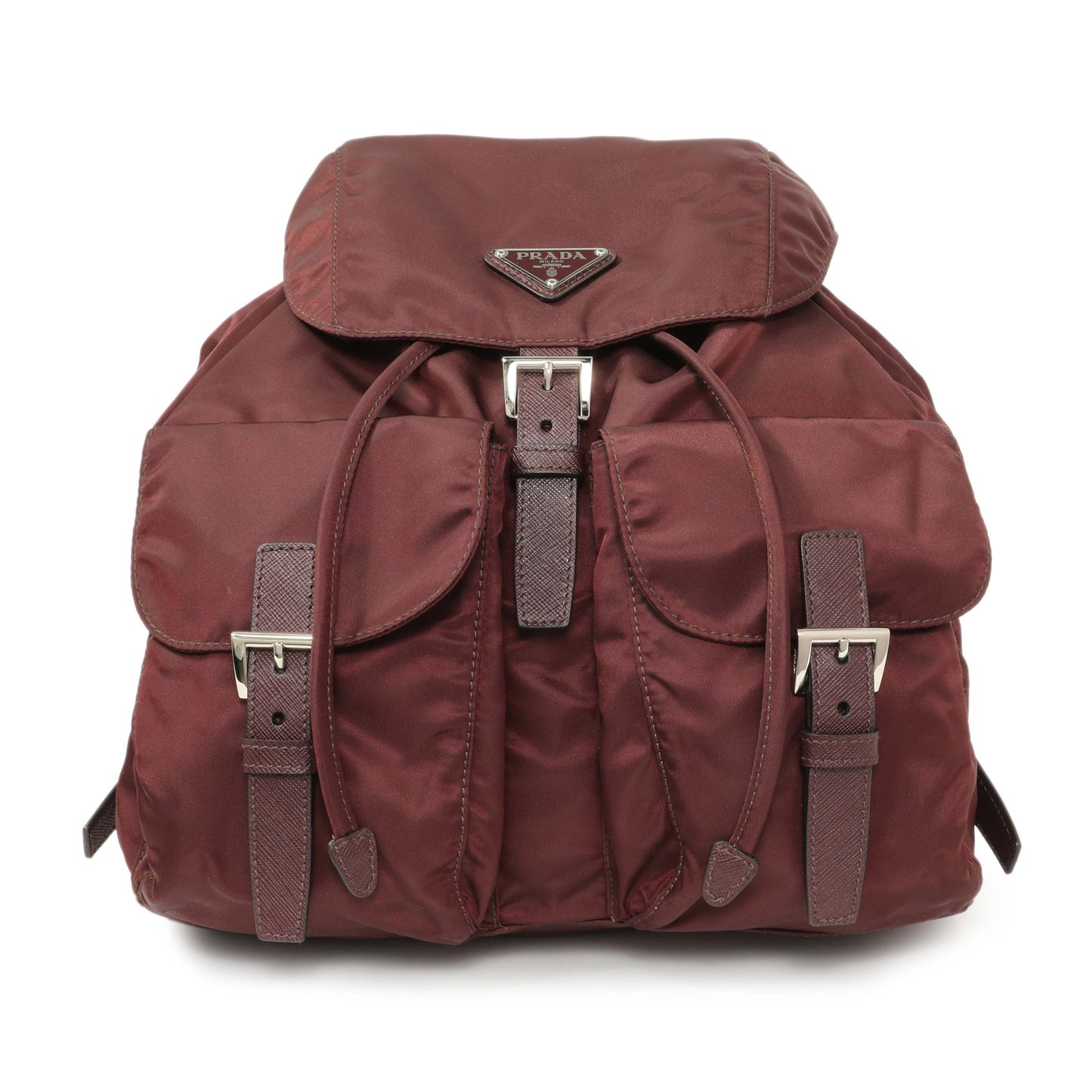 Exclusive Prada Bordeaux Nylon Vela Medium Backpack — Front View