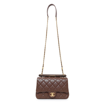 Exclusive Chanel Brown Quilted Lambskin Mini Wenge Wood Flap — Front View