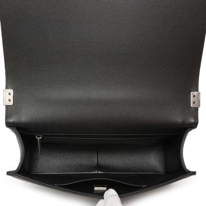 Exclusive Chanel Black Quilted Caviar New Medium Boy Bag — Detail View