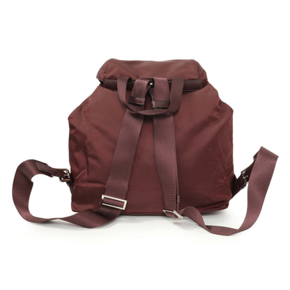 Exclusive Prada Bordeaux Nylon Vela Medium Backpack — Side View