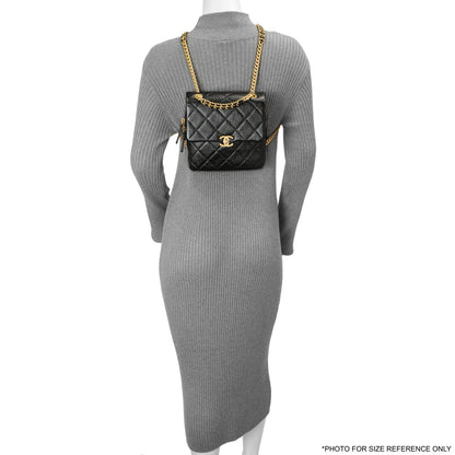 Exclusive Chanel Quilted Black Caviar Chain Melody Backpack — Alternate View 7