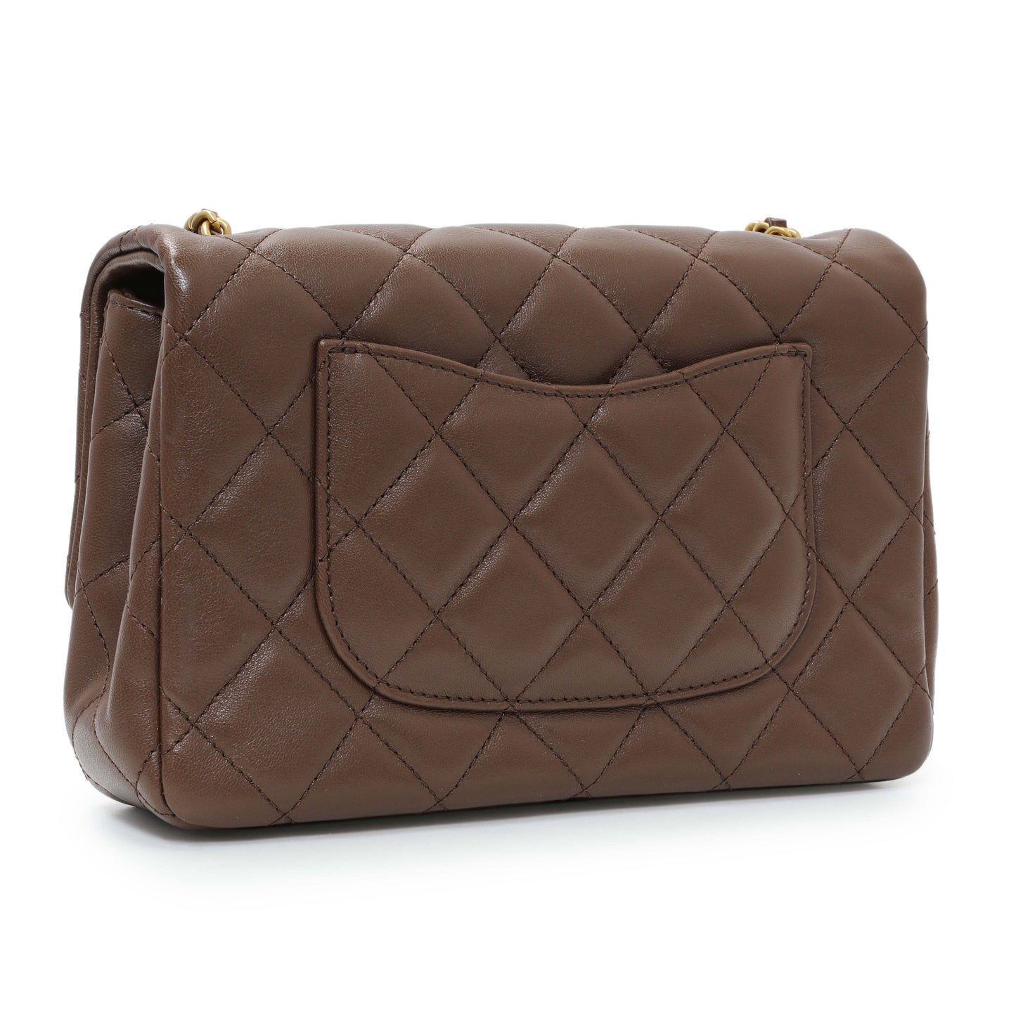 Exclusive Chanel Brown Quilted Lambskin Mini Wenge Wood Flap — Side View