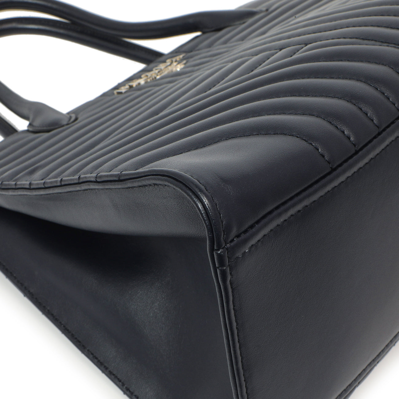 Exclusive Prada Navy Soft Calfskin Impunture Diagramme Tote — Top View