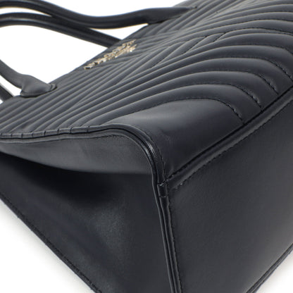 Exclusive Prada Navy Soft Calfskin Impunture Diagramme Tote — Top View