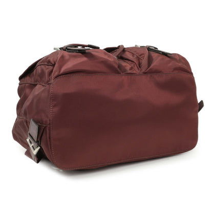 Exclusive Prada Bordeaux Nylon Vela Medium Backpack — Back View